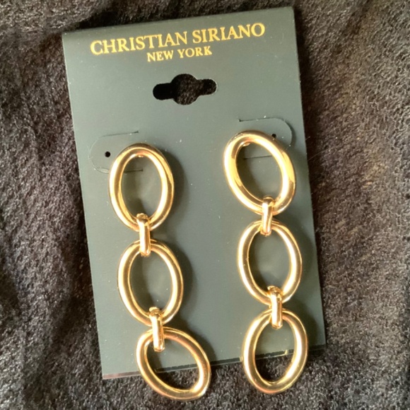 CHRISTIAN SIRIANO EARRINGS NWT⭐️ STUNNING GOLD TONE LINK CHAIN PIERCED DANGLE - Picture 14 of 14